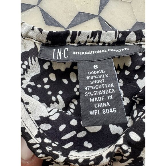 INC International Concepts Black & White Silk Romper Size 6 With Button Details - Picture 3 of 16